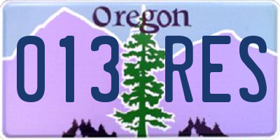 OR license plate 013RES