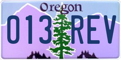 OR license plate 013REV