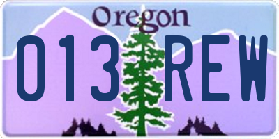 OR license plate 013REW