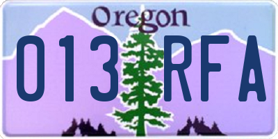 OR license plate 013RFA