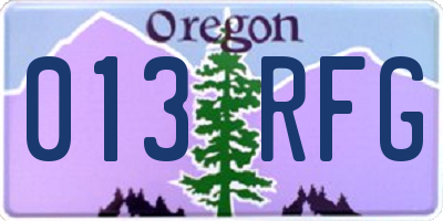 OR license plate 013RFG
