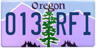 OR license plate 013RFI