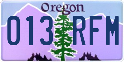 OR license plate 013RFM