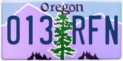 OR license plate 013RFN