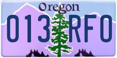 OR license plate 013RFO