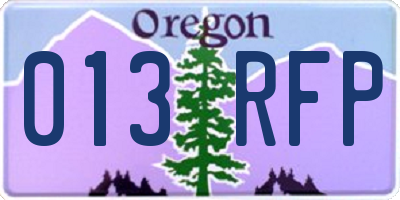 OR license plate 013RFP
