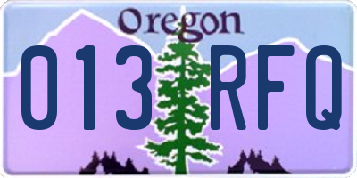 OR license plate 013RFQ