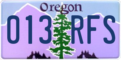 OR license plate 013RFS