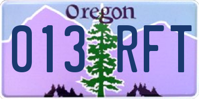 OR license plate 013RFT