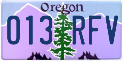 OR license plate 013RFV