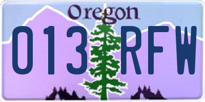 OR license plate 013RFW