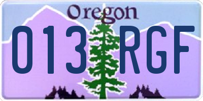 OR license plate 013RGF