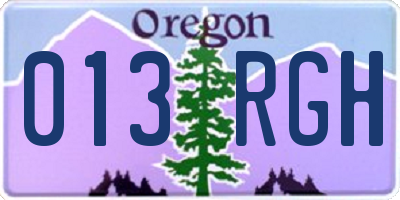 OR license plate 013RGH