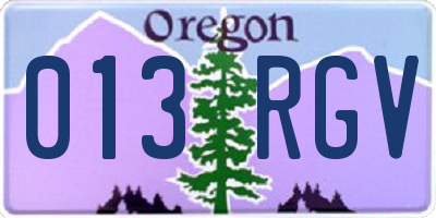 OR license plate 013RGV