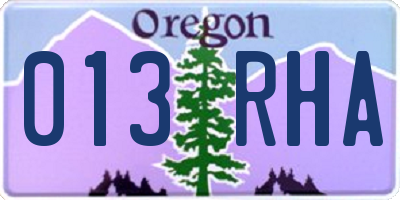 OR license plate 013RHA