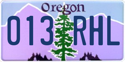 OR license plate 013RHL