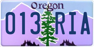 OR license plate 013RIA