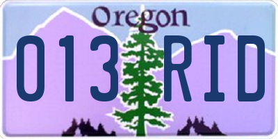 OR license plate 013RID