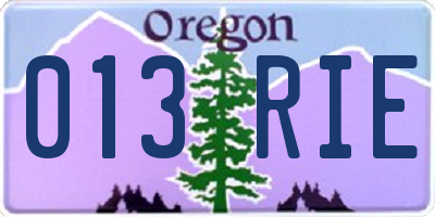 OR license plate 013RIE