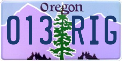 OR license plate 013RIG
