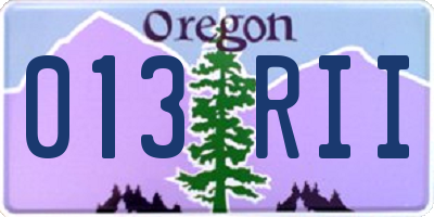 OR license plate 013RII