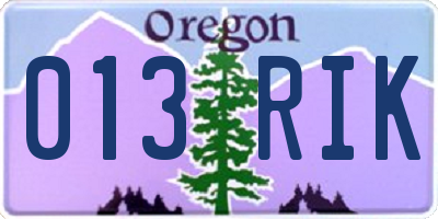 OR license plate 013RIK