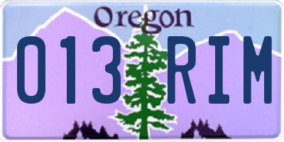OR license plate 013RIM