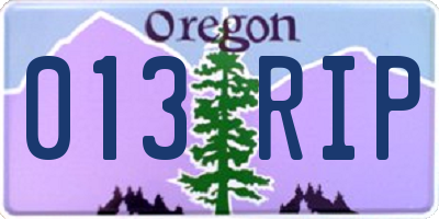 OR license plate 013RIP