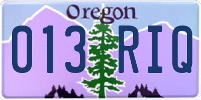 OR license plate 013RIQ