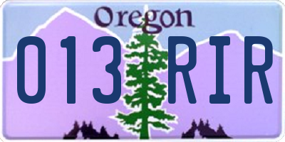 OR license plate 013RIR