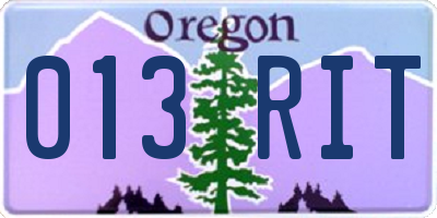 OR license plate 013RIT