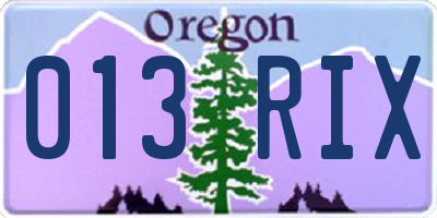 OR license plate 013RIX