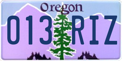 OR license plate 013RIZ