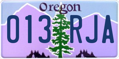 OR license plate 013RJA