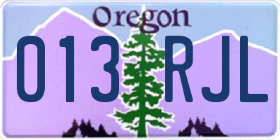 OR license plate 013RJL
