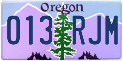 OR license plate 013RJM