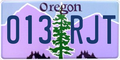 OR license plate 013RJT