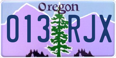 OR license plate 013RJX