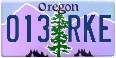 OR license plate 013RKE