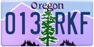 OR license plate 013RKF