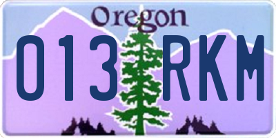 OR license plate 013RKM