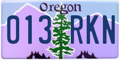 OR license plate 013RKN