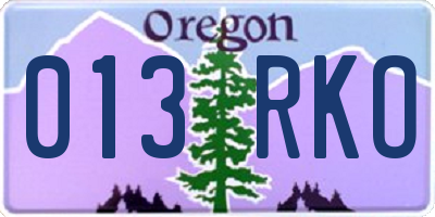 OR license plate 013RKO