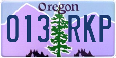 OR license plate 013RKP