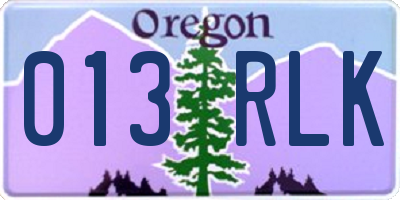 OR license plate 013RLK