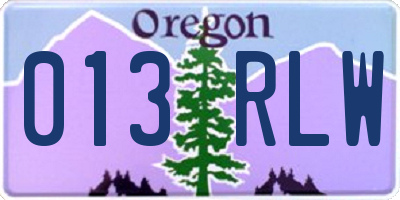 OR license plate 013RLW