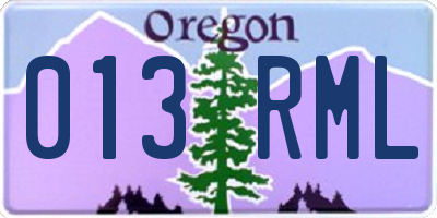 OR license plate 013RML