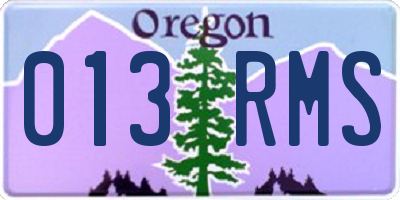 OR license plate 013RMS