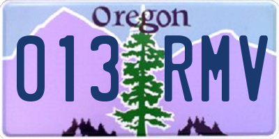OR license plate 013RMV