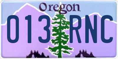 OR license plate 013RNC